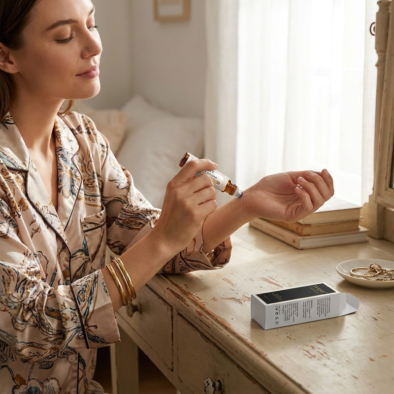 Fragrance Oil Roller in use