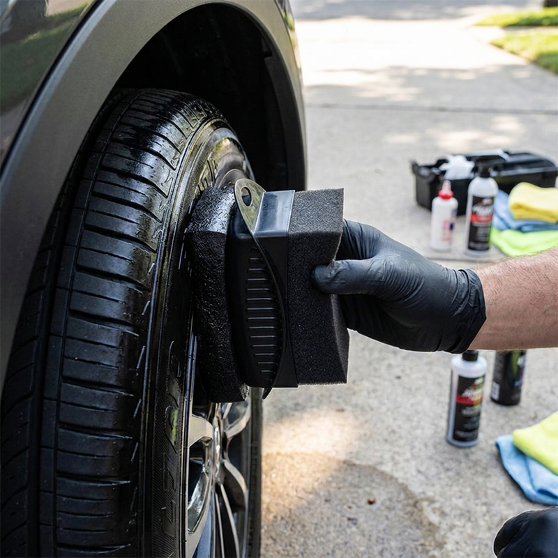 Car Wheel Polishing Sponge in use