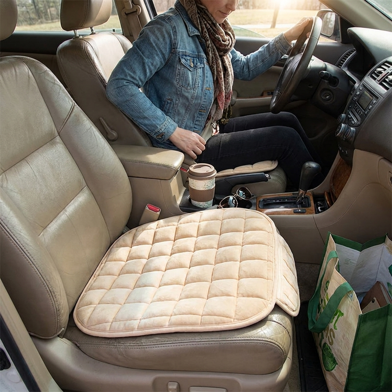 Winter Plush Car Seat Cover in use