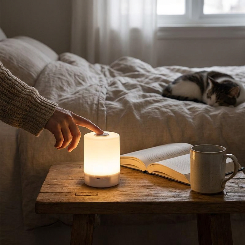 LED Bedside Night Lamp in use