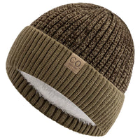 New Unisex Two-Tone Winter Hats Add Fur Lined Men and Women Fashion Warm Beanie Cap Casual Winter Knitted Hats