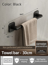 Bathroom Towel Holde without Drilling Bathroom Black Towel Rack Towel Bar Self-Adhesive Bathroom Towel Rack Towel Rail