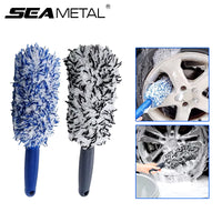 SEAMETAL Car Wheel Tire Rim Cleaning Brush Portable Plush Car Wheel Hub Brush Washing Tool Car Detailing Care Dust Removal Brush