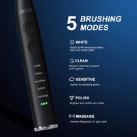 Electric Toothbrush USB Rechargeable Adult 360 Days Long Battery Life IPX7 4 Replacement Heads Travel Box SG-575