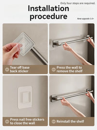 Bathroom Towel Holde without Drilling Bathroom Black Towel Rack Towel Bar Self-Adhesive Bathroom Towel Rack Towel Rail