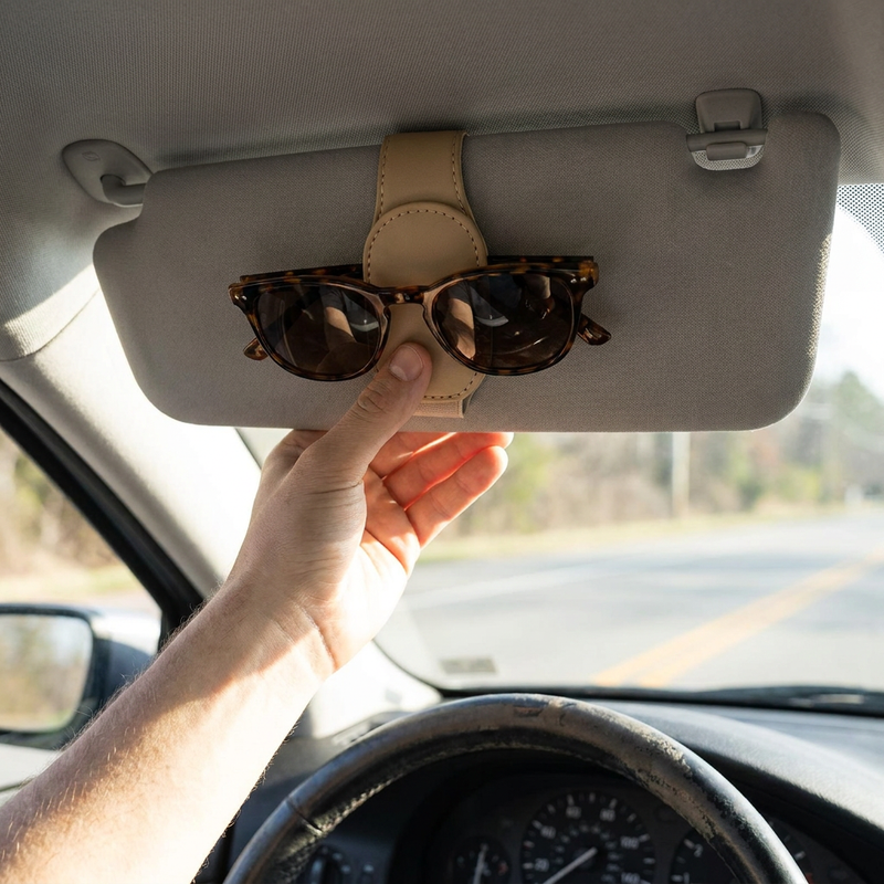 Car Sun Visor Glasses Clip in use