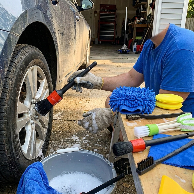 ZOPOSON Car Cleaning Kit in use