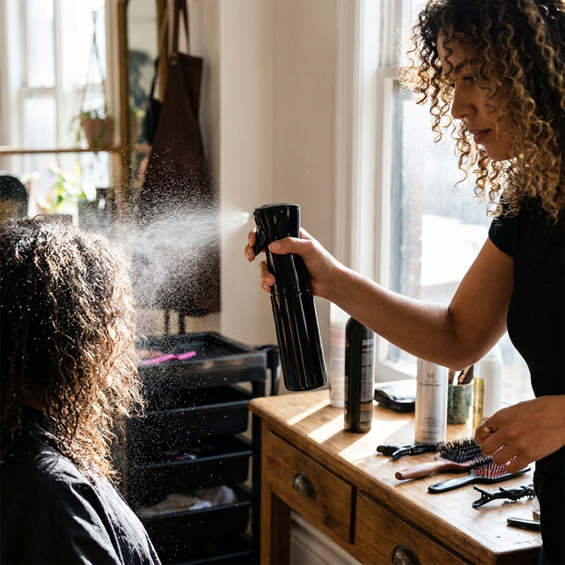Hairdressing Spray Bottle in use