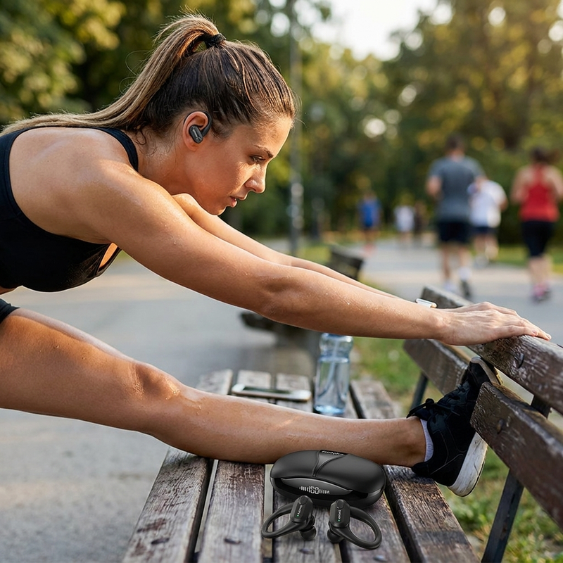XT80 Wireless Earphones in use